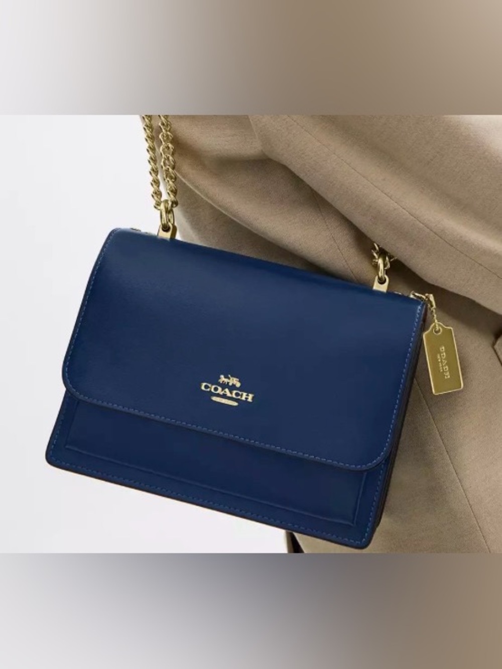 Coach Klare Crossbody Bag in Deep Blue Calf Leather with Gold Tone Hardware - Picture 5 of 10